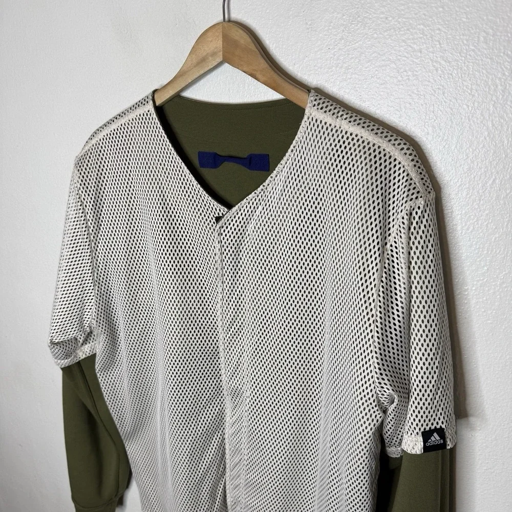 Adidas‎ Reversible Baseball Track Jacket Green White Mesh Athleisure Mens Large